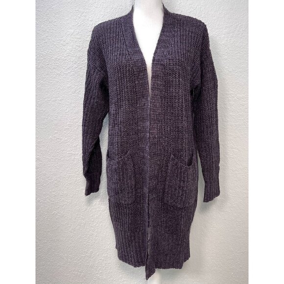 ACTIVE USA Womens SMALL Purple Oversized Chunky Open Front CARDIGAN Sweater EUC - Picture 1 of 7